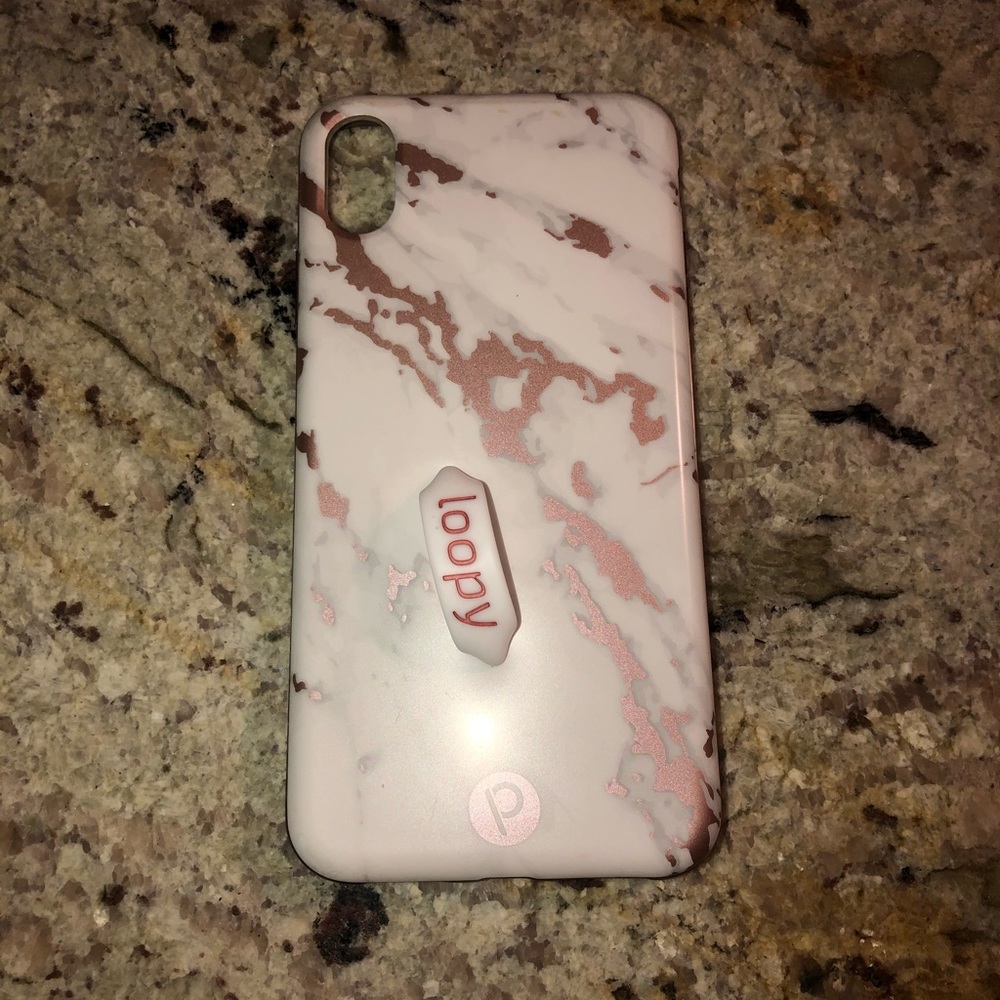 Pink & white marble XS MAX loopy case